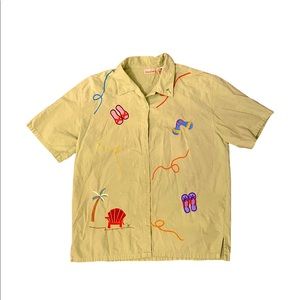 Bobbie Brooks green flip flop beach button up